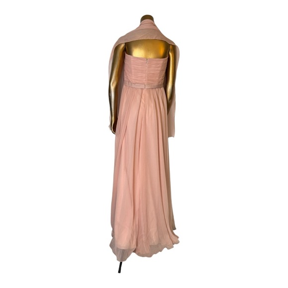 Mori Lee Bridesmaid Dress Long Formal Blush US Size 10 Angelina Faccenda 20423 - Picture 3 of 12